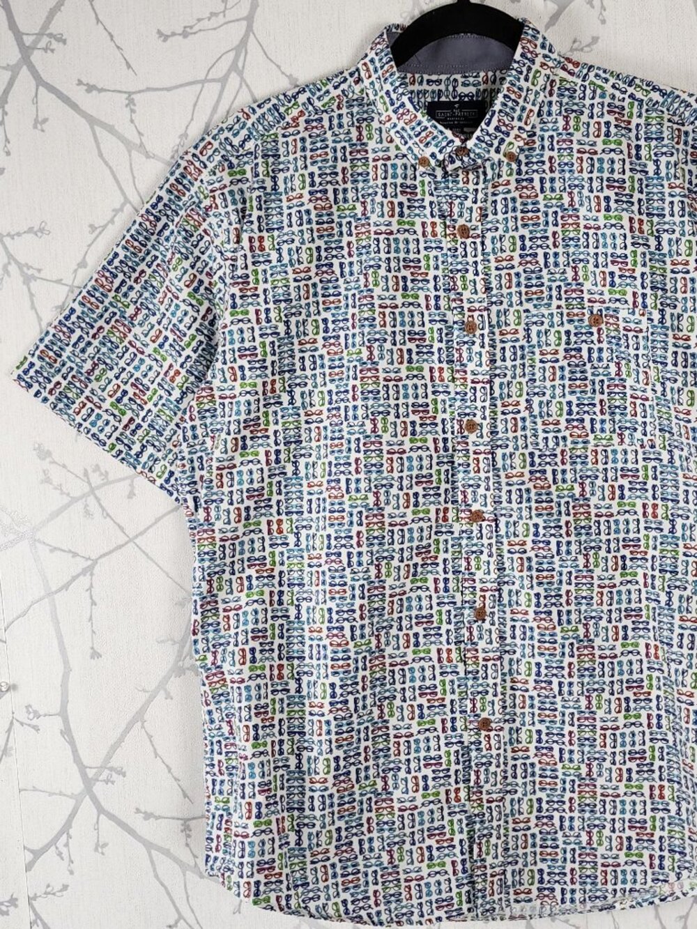 Rue Saint Patrick Colorful Glasses Print Cotton Short Sleeve Shirt